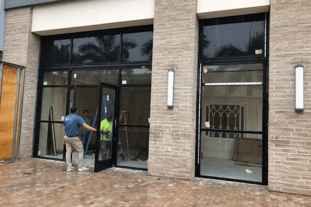 Architectural glass storefront installation Florida