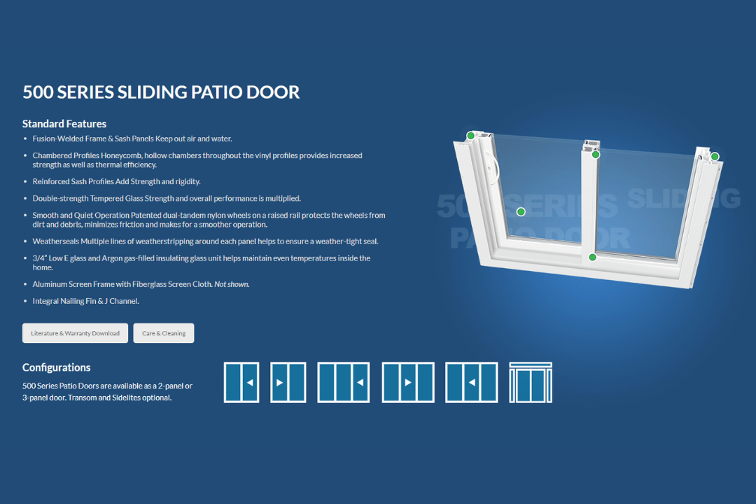 500 series sliding patio door