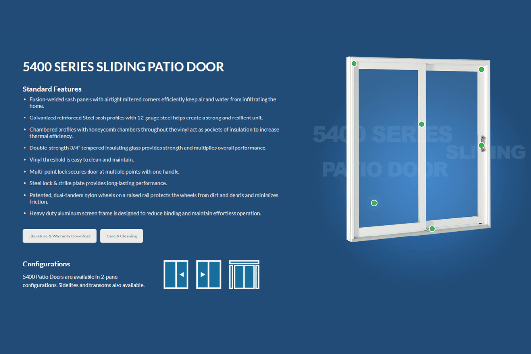 5400 series sliding patio door