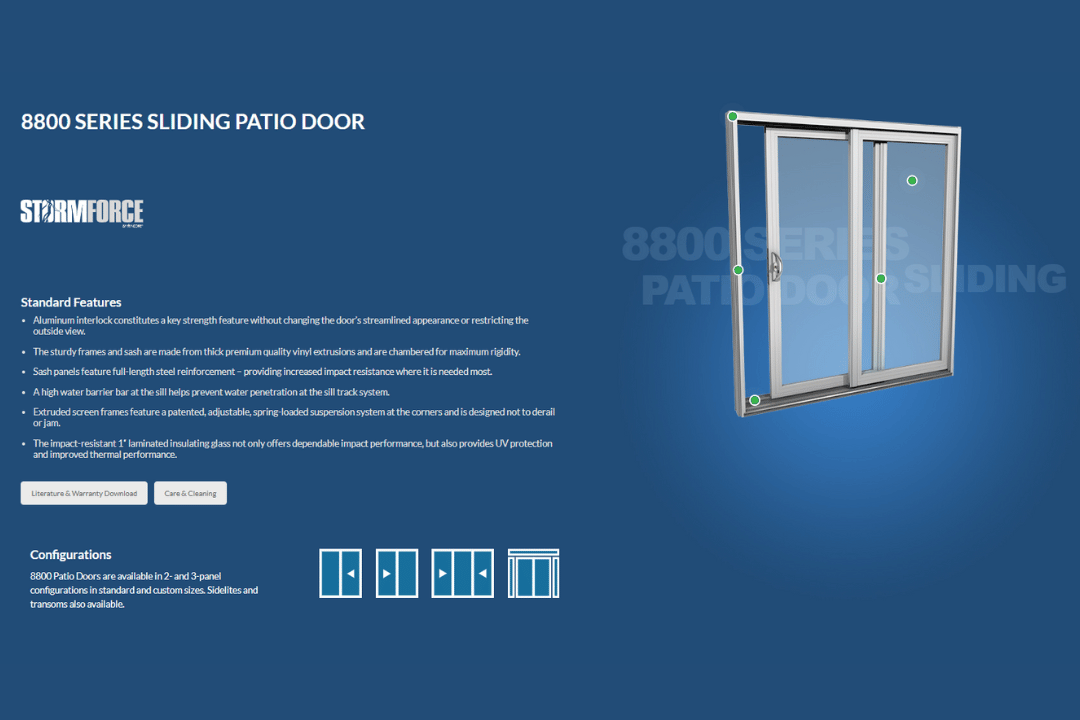 8800 series sliding patio door
