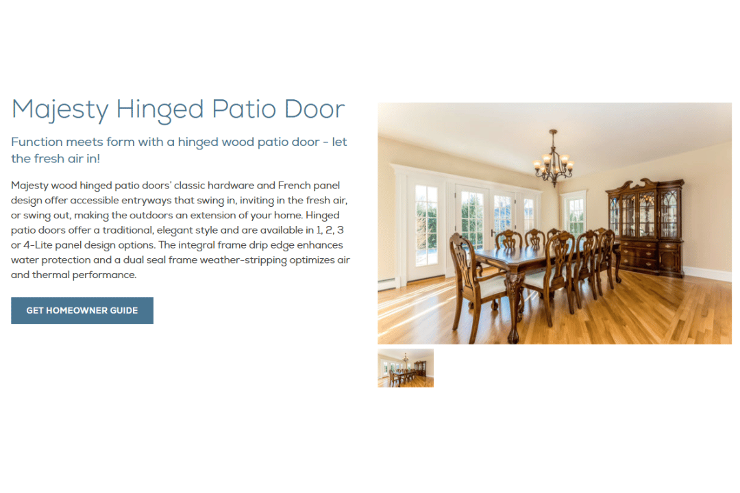 majesty hinged patio doors