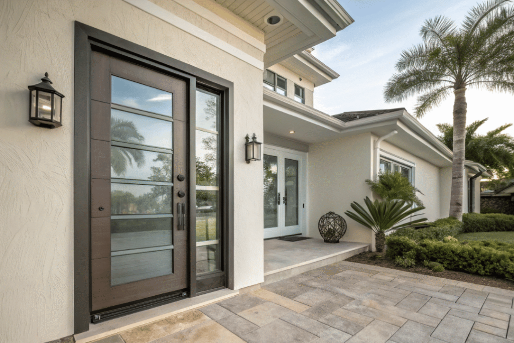 hurricane impact door reinforced frame and glass