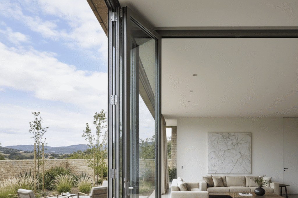 Seamless indoor–outdoor transition with folding doors
