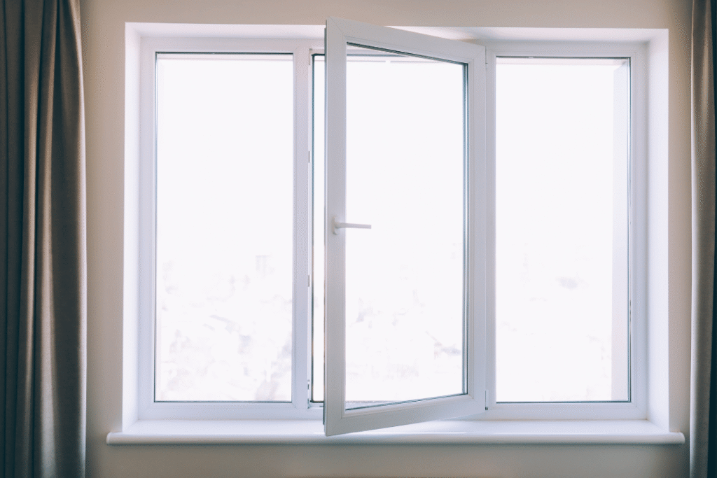white interior impact window opened inside residential room