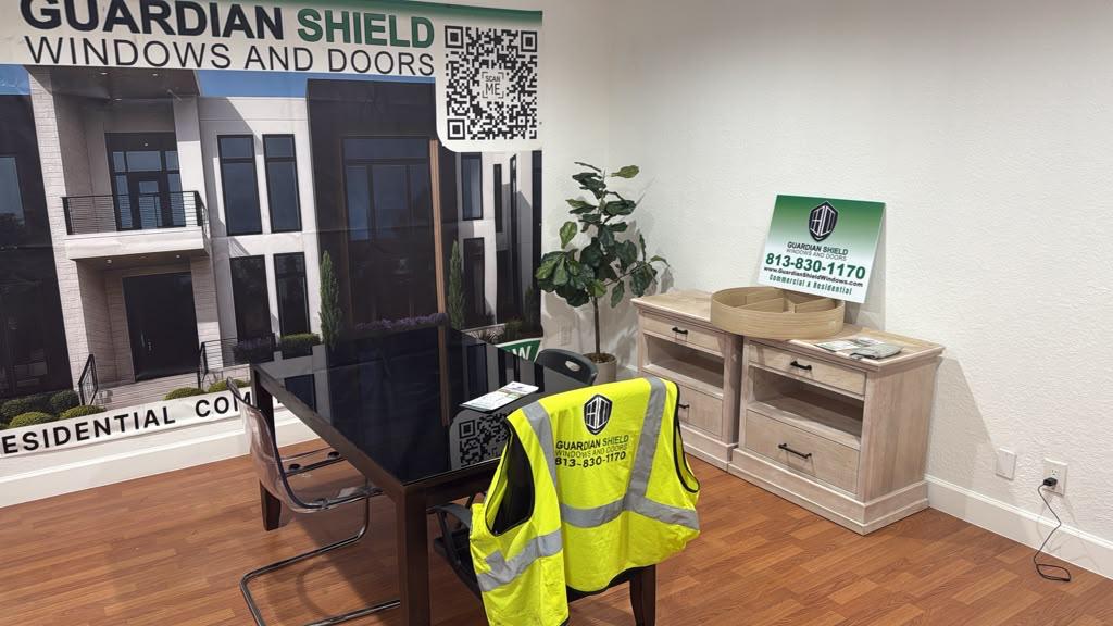 Impact window display in the Guardian Shield Windows and Doors showroom in Davie, FL